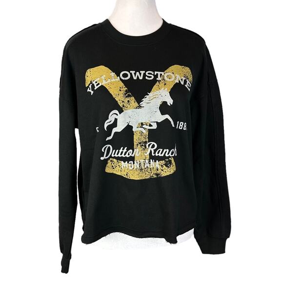 Yellowstone Dutton Ranch Sweatshirt Lightweight Size Small Black Gold - Picture 1 of 5